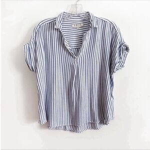 Harper Francesca's blouse white blue striped dolman sleeves high low